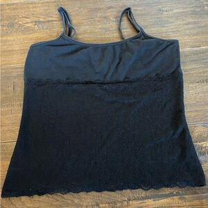 Elegant Black Lace Trim Tank Top